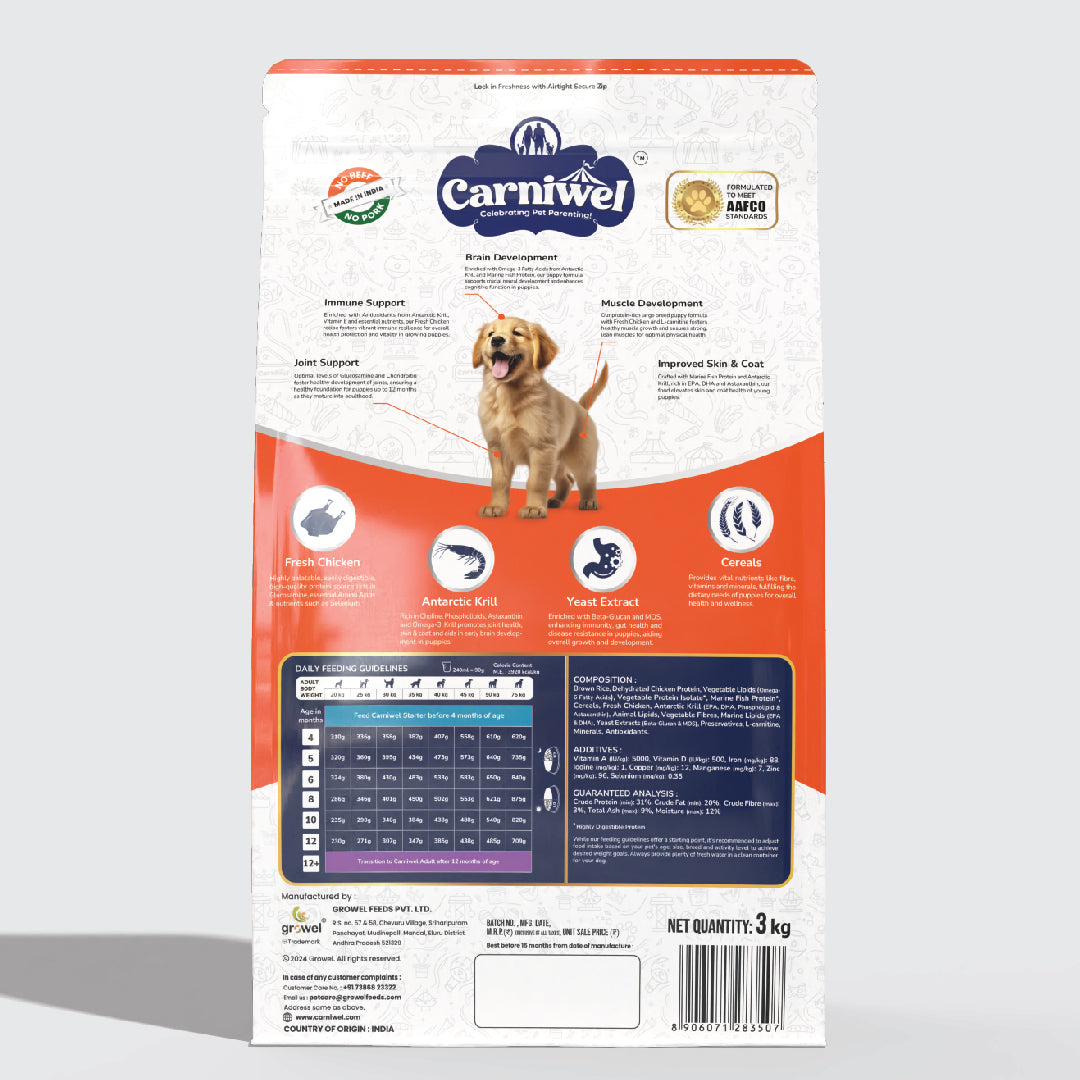 Carniwel with Fresh Chicken, Dry Dog Food for Large Breed, Puppy