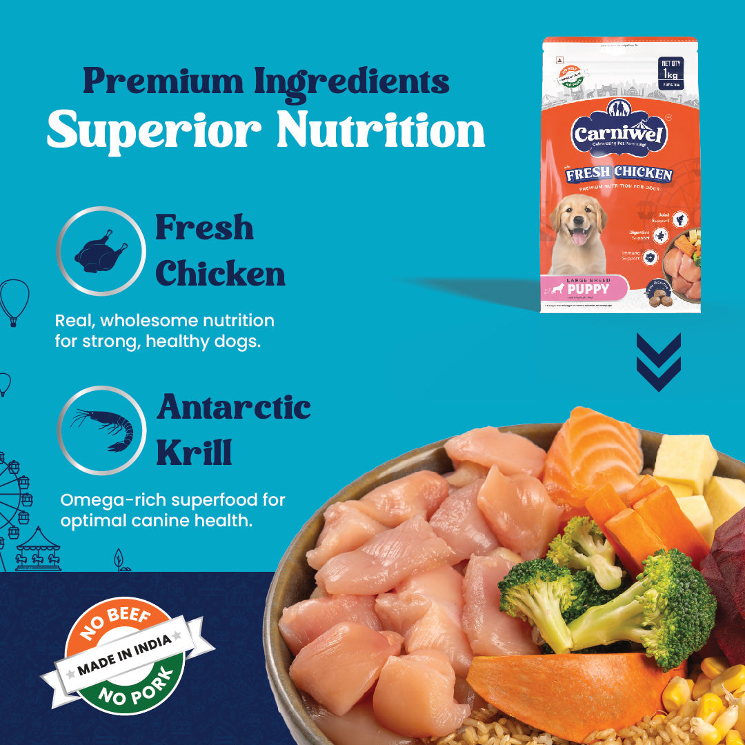 Carniwel with Fresh Chicken, Dry Dog Food for Large Breed, Puppy