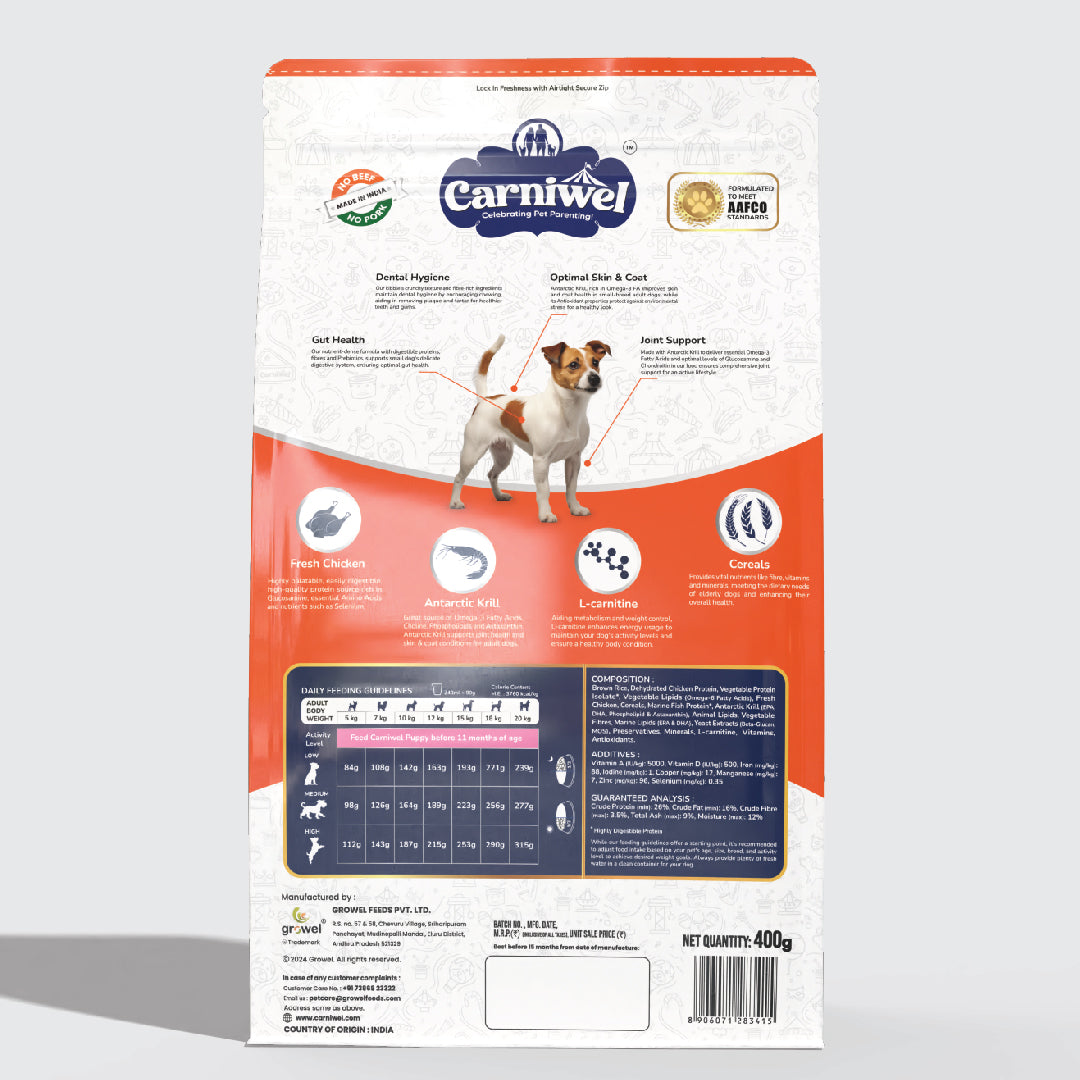 Carniwel with Fresh Chicken, Dry Dog Food for Small Breed, Adult
