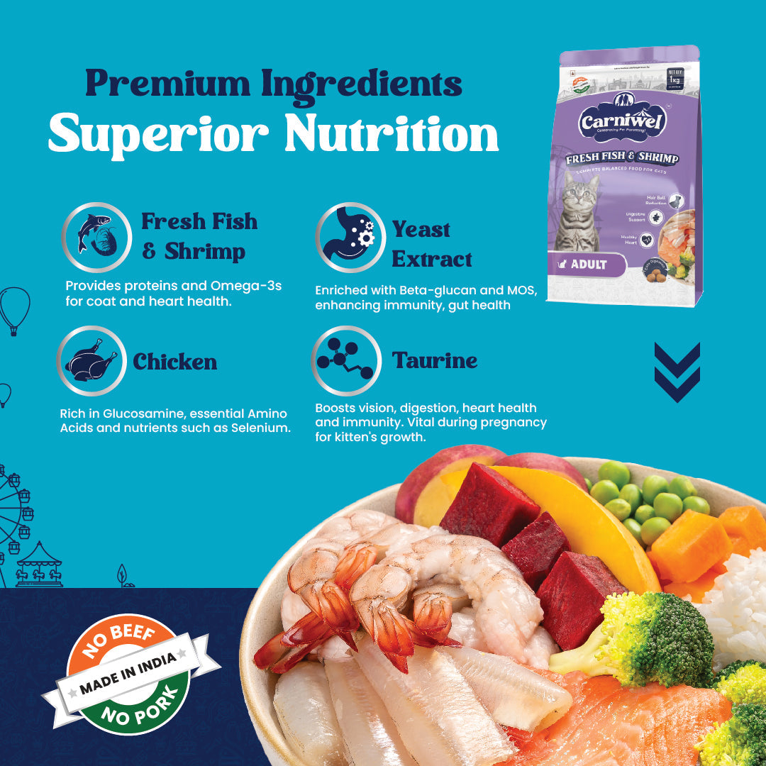 Carniwel with Fresh Fish & Shrimp, Dry Cat Food, Adult