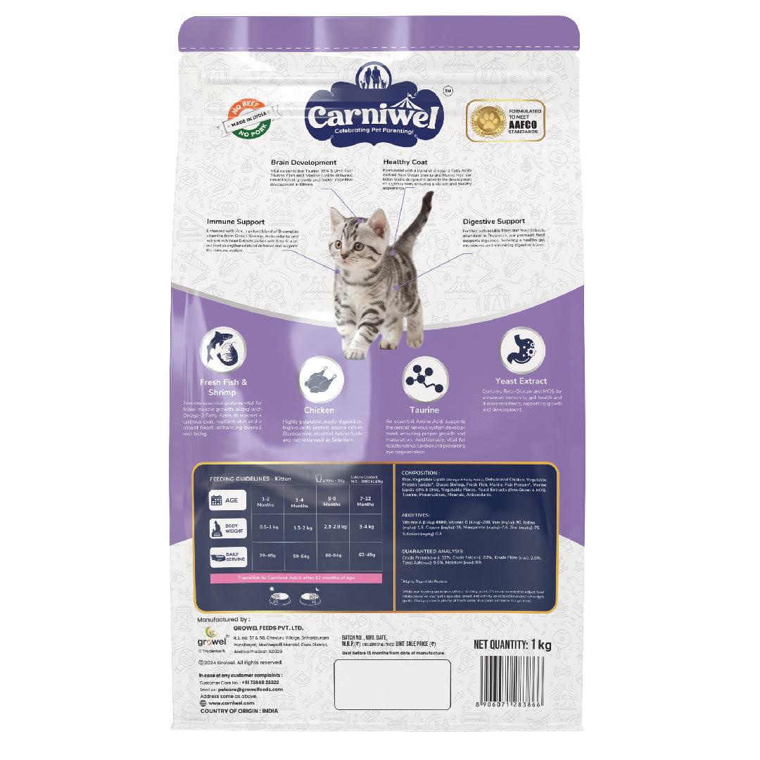 Carniwel with Fresh Fish & Shrimp, Dry Cat Food, Kitten