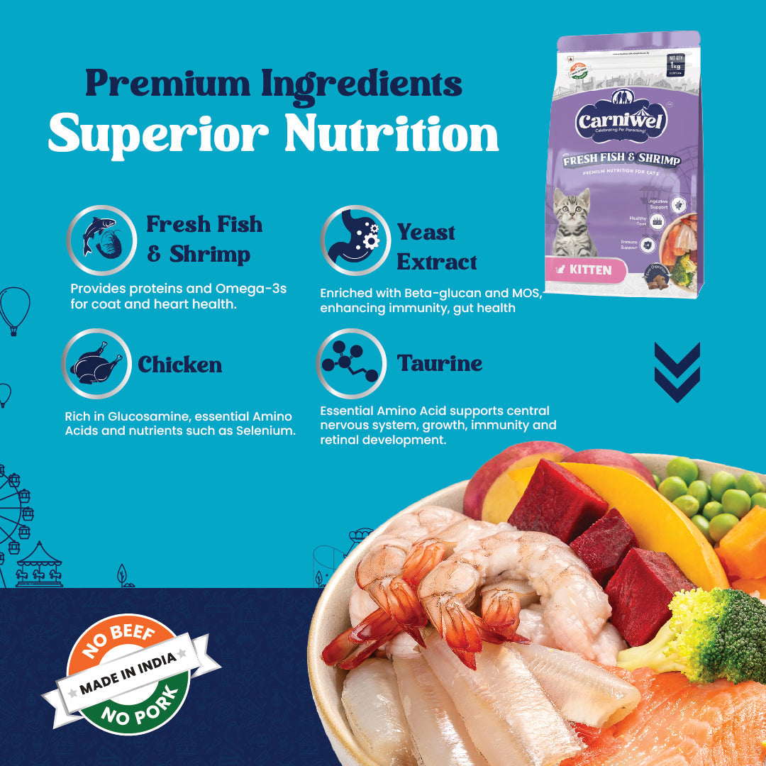 Carniwel with Fresh Fish & Shrimp, Dry Cat Food, Kitten