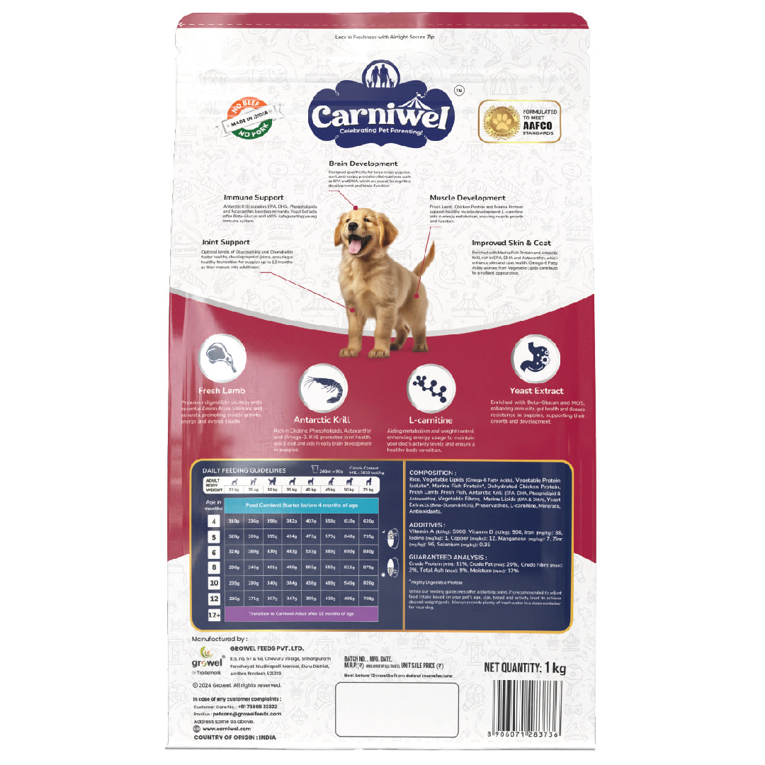 Carniwel with Fresh Lamb, Dry Dog Food for Large Breed, Puppy
