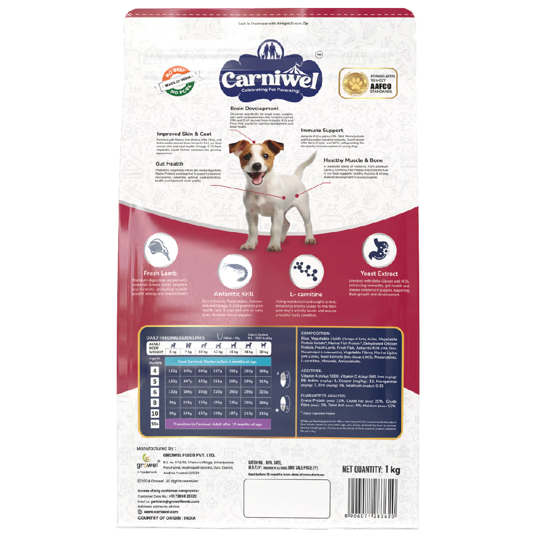 Carniwel with Fresh Lamb, Dry Dog Food for Small Breed, Puppy