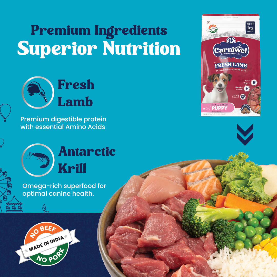 Carniwel with Fresh Lamb, Dry Dog Food for Small Breed, Puppy
