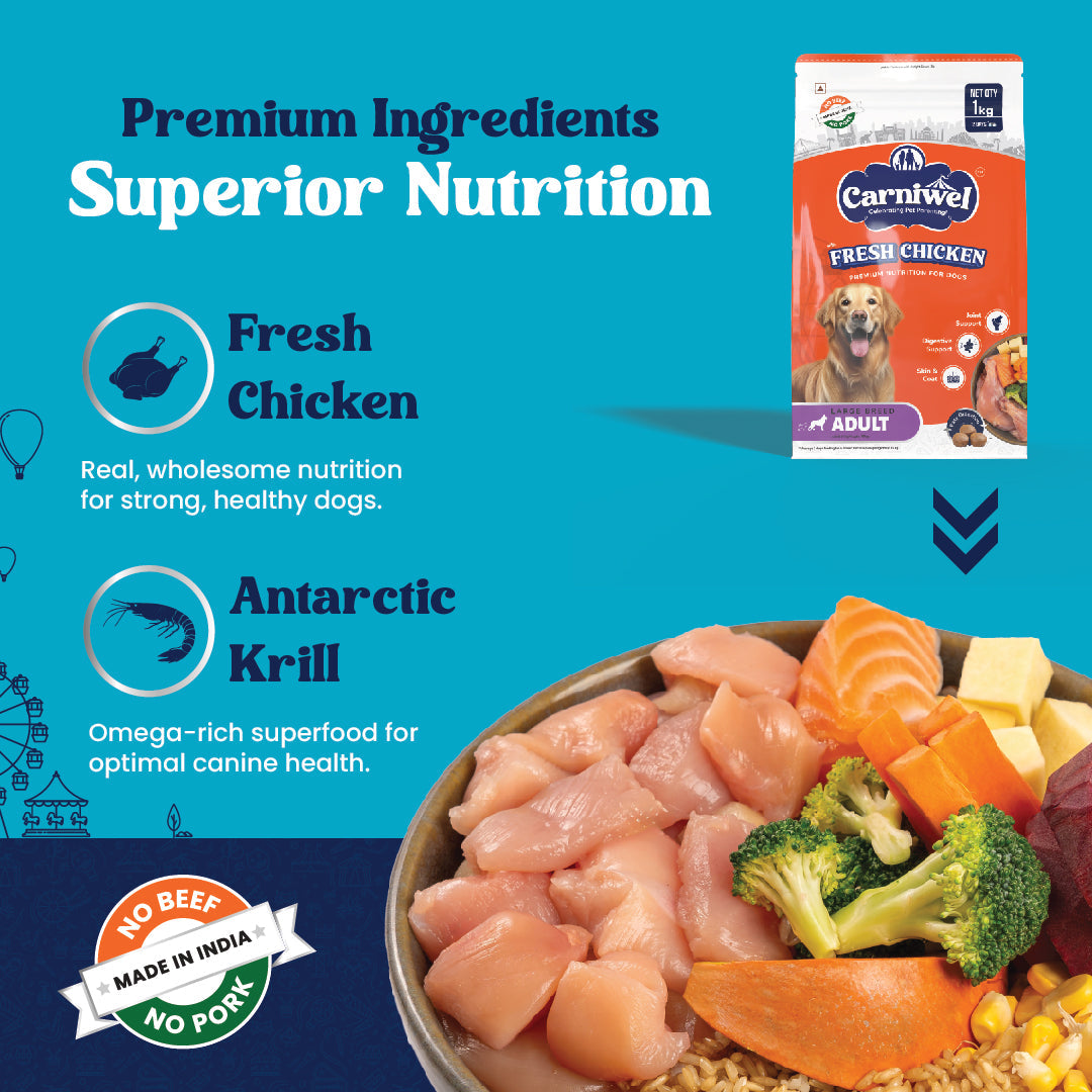 Carniwel with Fresh Chicken, Dry Dog Food for Large Breed, Adult