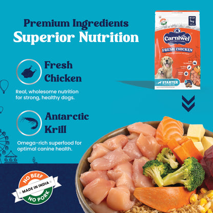 Carniwel with Fresh Chicken, Dry Dog Food for Large Breed, Starter