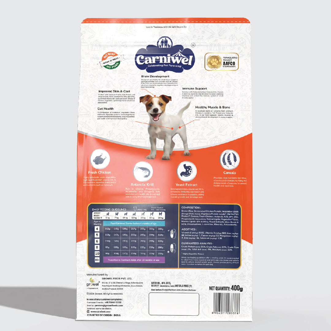 Carniwel with Fresh Chicken, Dry Dog Food for Small Breed, Puppy