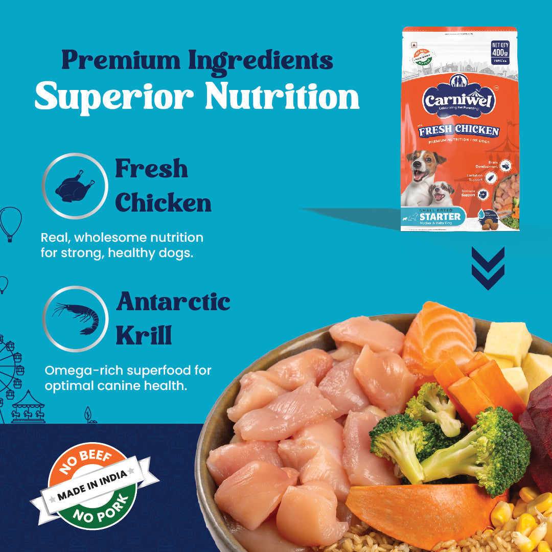 Carniwel with Fresh Chicken, Dry Dog Food for Small Breed, Starter