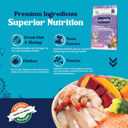 Carniwel with Fresh Fish & Shrimp, Dry Cat Food, Kitten