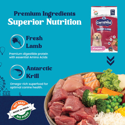 Carniwel with Fresh Lamb, Dry Dog Food for Large Breed, Puppy