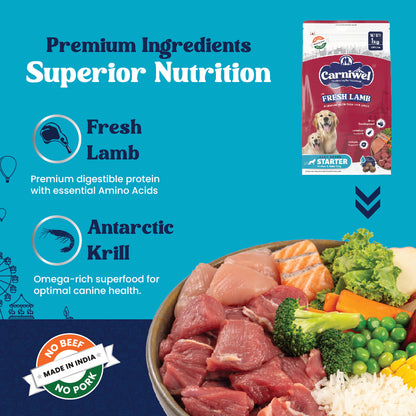 Carniwel with Fresh Lamb, Dry Dog Food for Large Breed, Starter