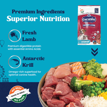 Carniwel with Fresh Lamb, Dry Dog Food for Small Breed, Starter